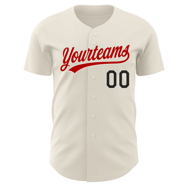 Custom Cream Black-Red Authentic Baseball Jersey