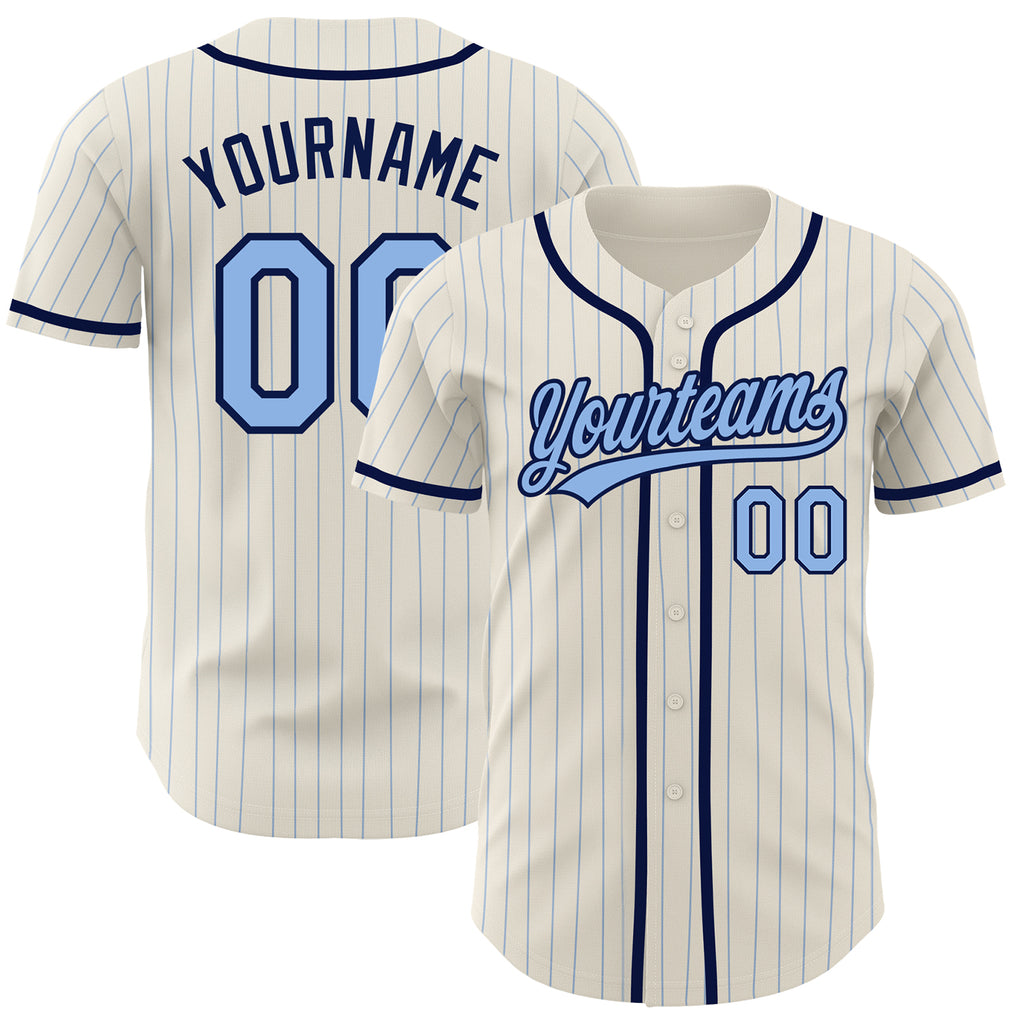 Custom Powder Blue Navy-White Authentic Baseball Jersey