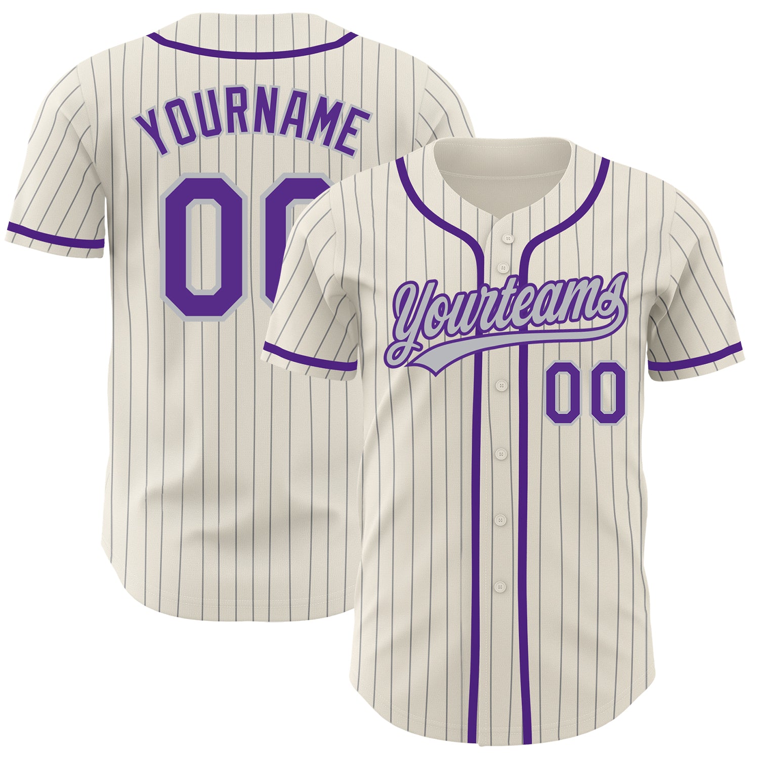 Custom Cream Gray Pinstripe Purple Authentic Baseball Jersey – Fiitg
