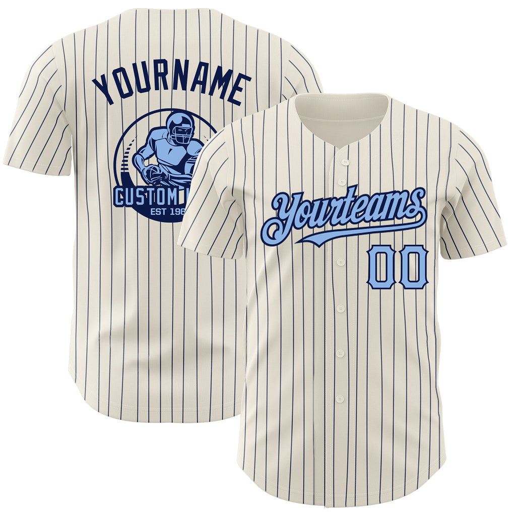 Custom Powder Blue Navy-White Authentic Baseball Jersey