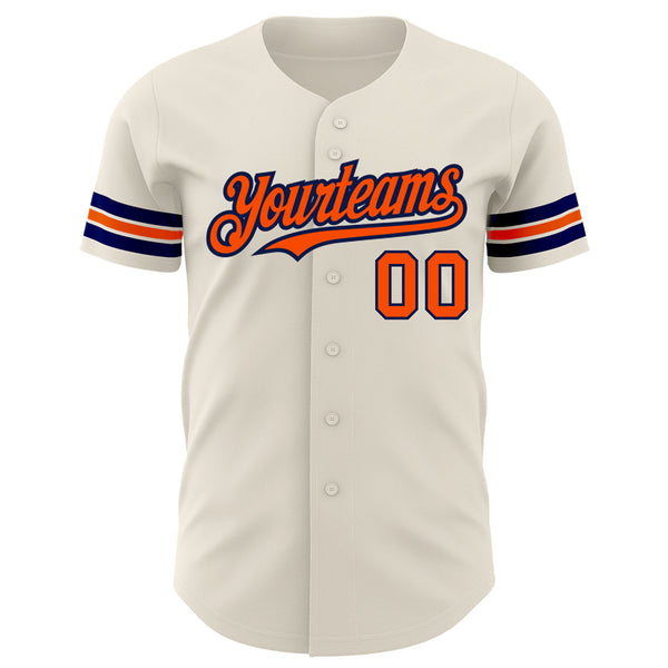 Custom Cream Orange-Navy Authentic Baseball Jersey