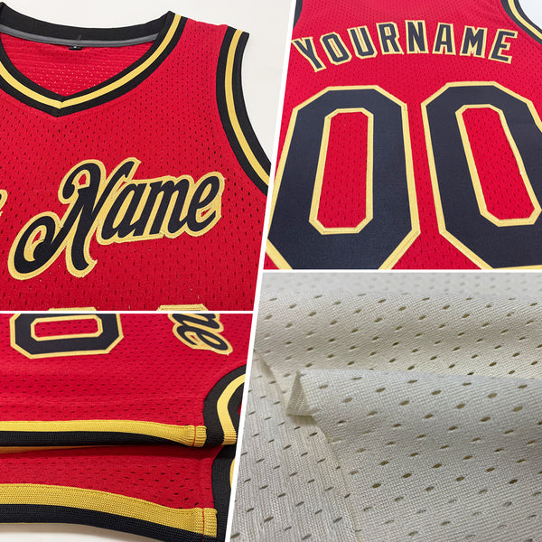 Custom Cream Red-Navy Authentic Throwback Basketball Jersey