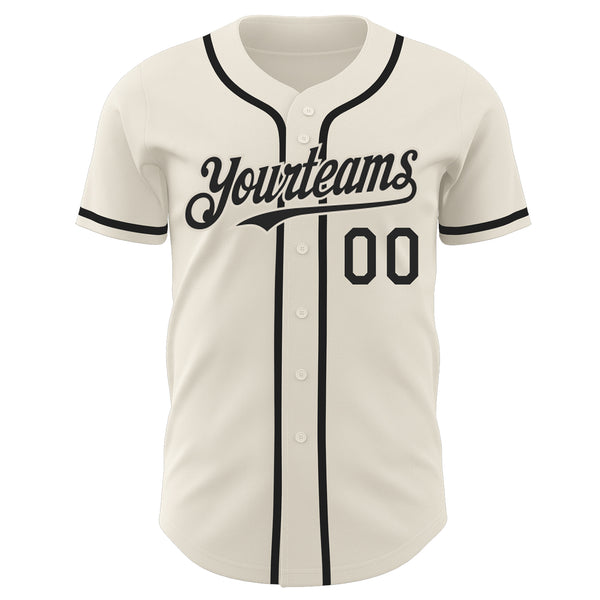 Custom Cream Black Authentic Baseball Jersey