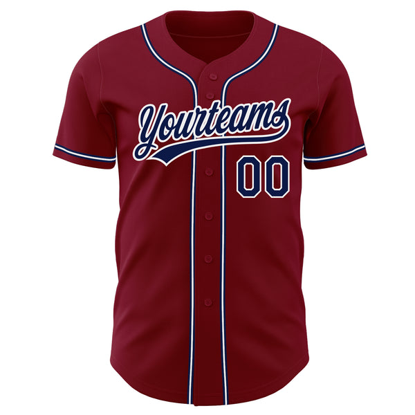 Custom Crimson Navy-White Authentic Baseball Jersey