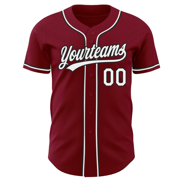 Custom Crimson White-Black Authentic Baseball Jersey