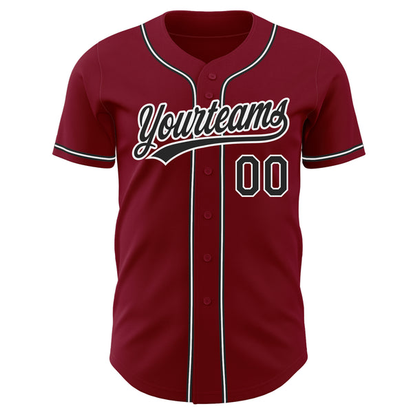 Custom Crimson Black-White Authentic Baseball Jersey