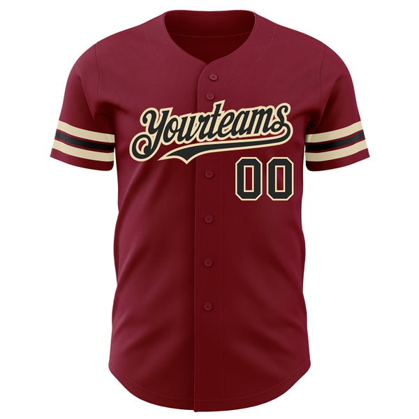 Custom Crimson Black-City Cream Authentic Baseball Jersey