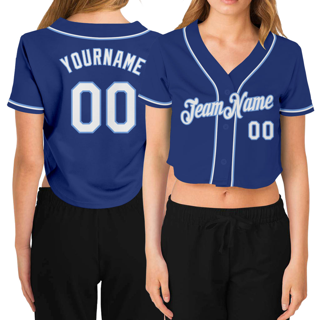 Custom Royal White-Light Blue Baseball Jersey