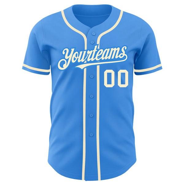 Custom Electric Blue Cream Authentic Baseball Jersey