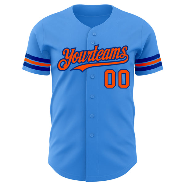 Custom Electric Blue Orange-Royal Authentic Baseball Jersey