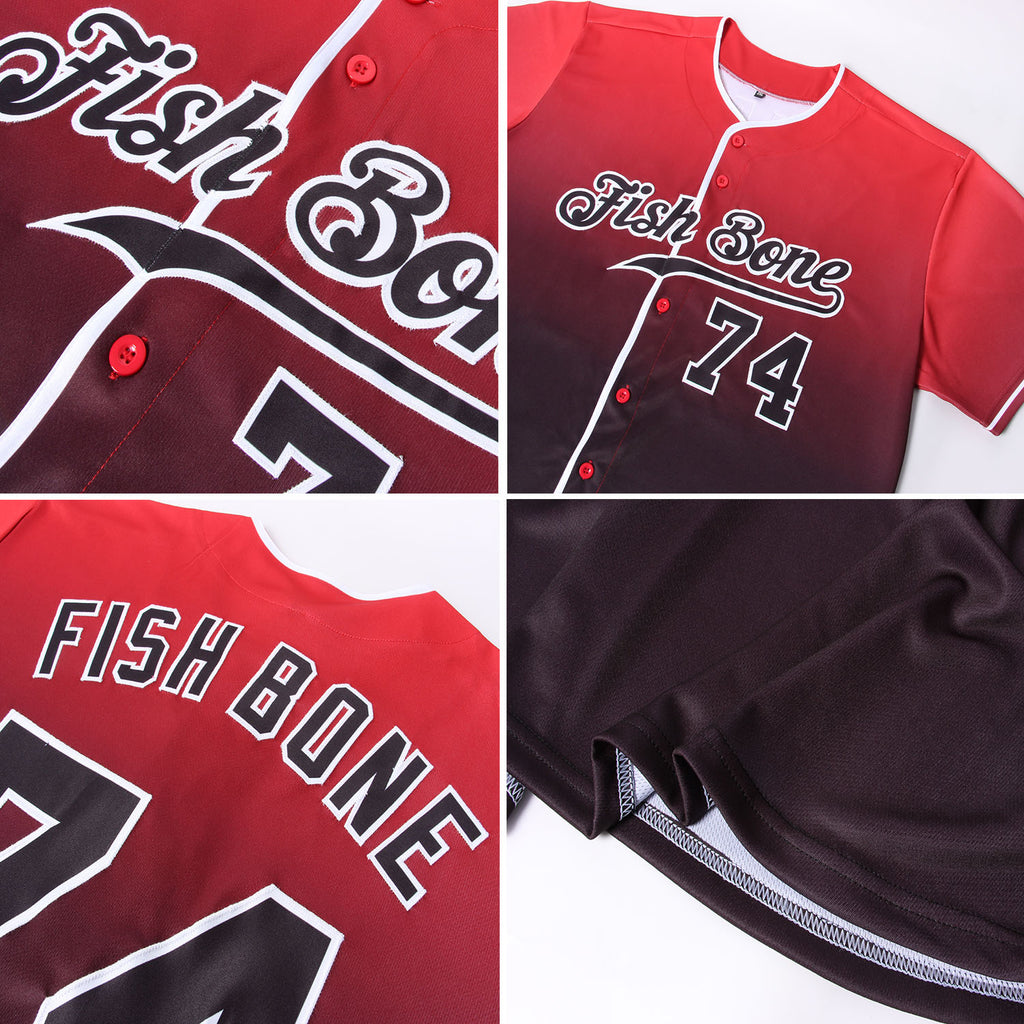 Custom Baseball Jersey Red Black-White Authentic Fade Fashion