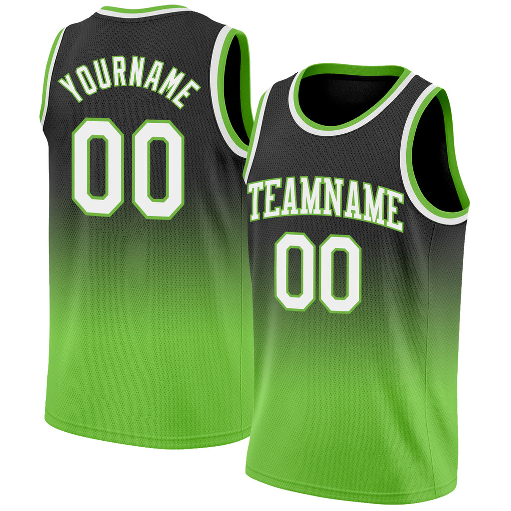 FIITG Custom Basketball Jersey Black White Pinstripe Neon Green-White Authentic