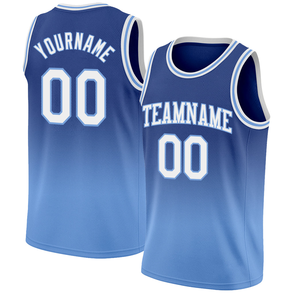 Custom Royal White-Light Blue Authentic Fade Fashion Basketball Jersey