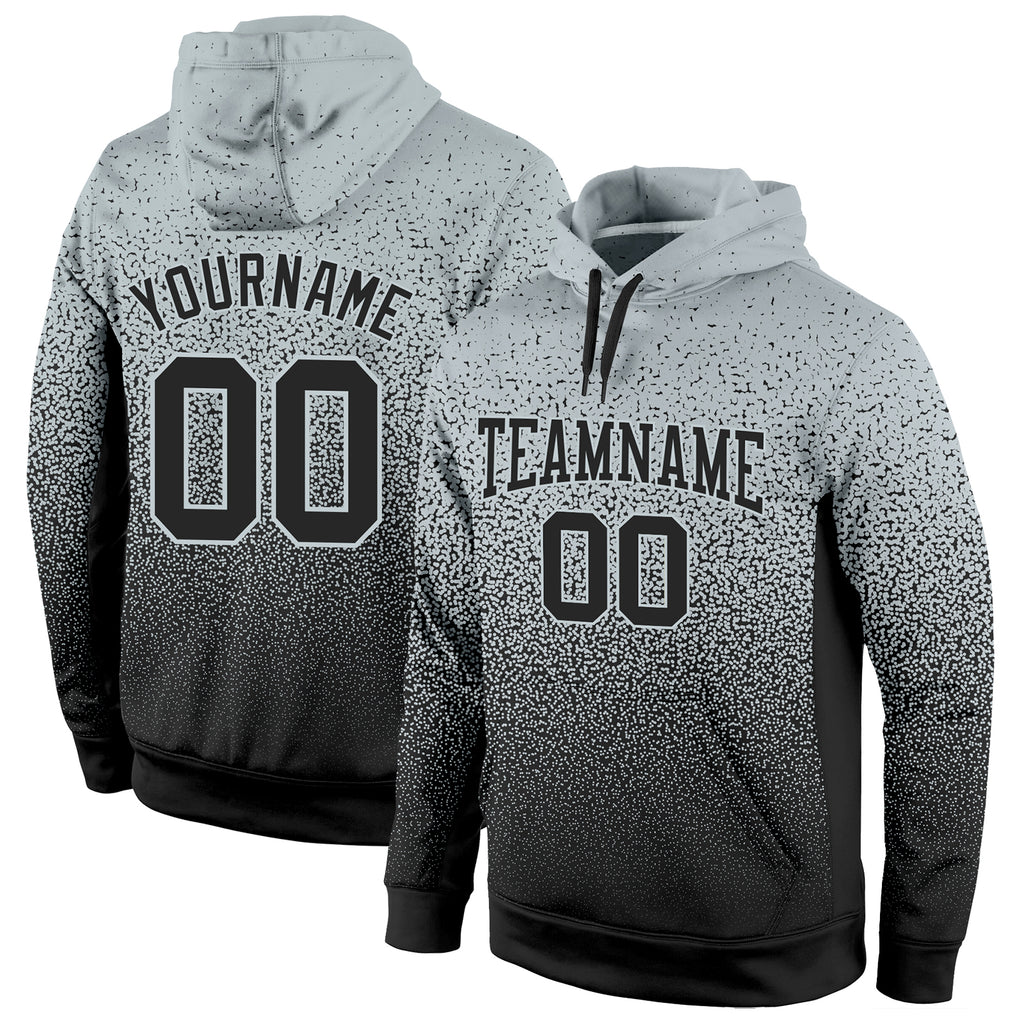 Custom Stitched Silver Black Fade Fashion Sports Pullover Sweatshirt Hoodie