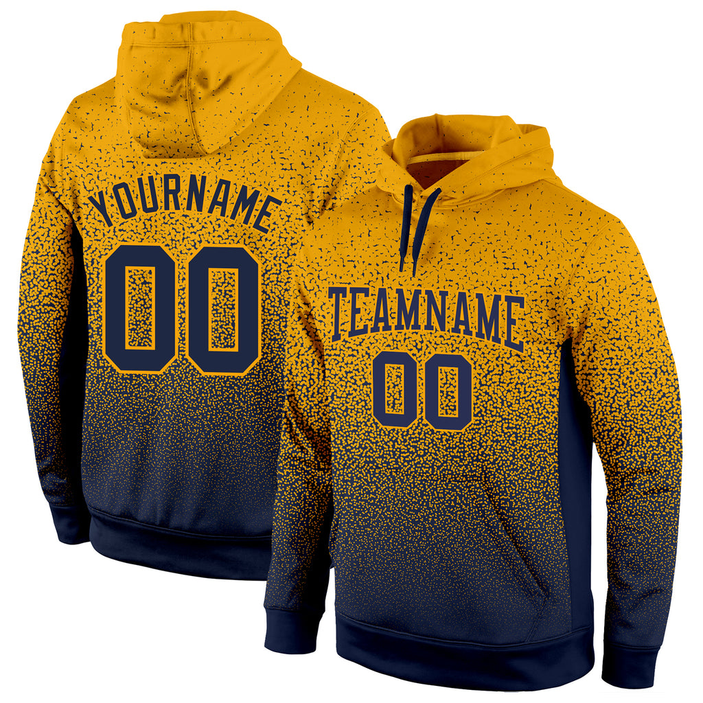 Custom Stitched Gold Navy Fade Fashion Sports Pullover Sweatshirt Hoodie