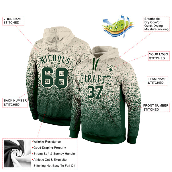 Custom Stitched Cream Green Fade Fashion Sports Pullover Sweatshirt Hoodie