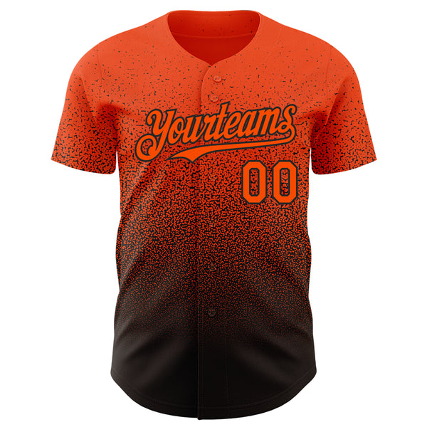 Custom Orange Black Authentic Fade Fashion Baseball Jersey