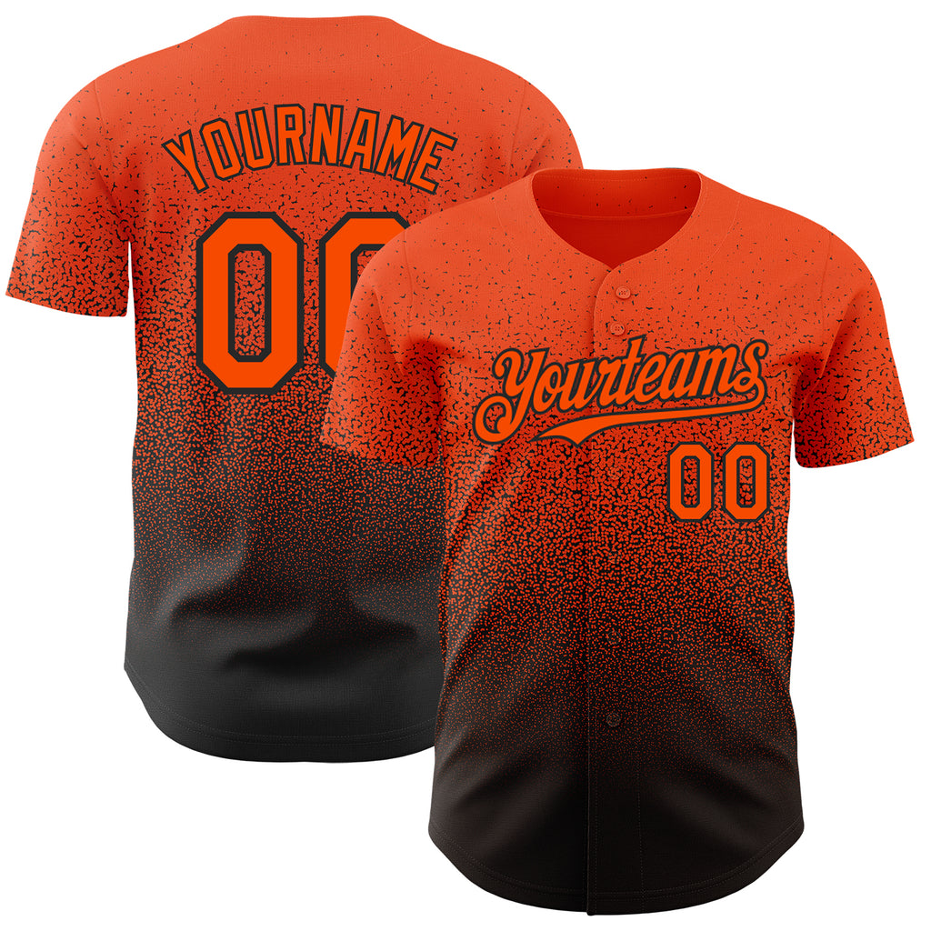 Custom Orange Black Authentic Fade Fashion Baseball Jersey