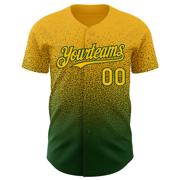 Custom Gold Green Authentic Fade Fashion Baseball Jersey