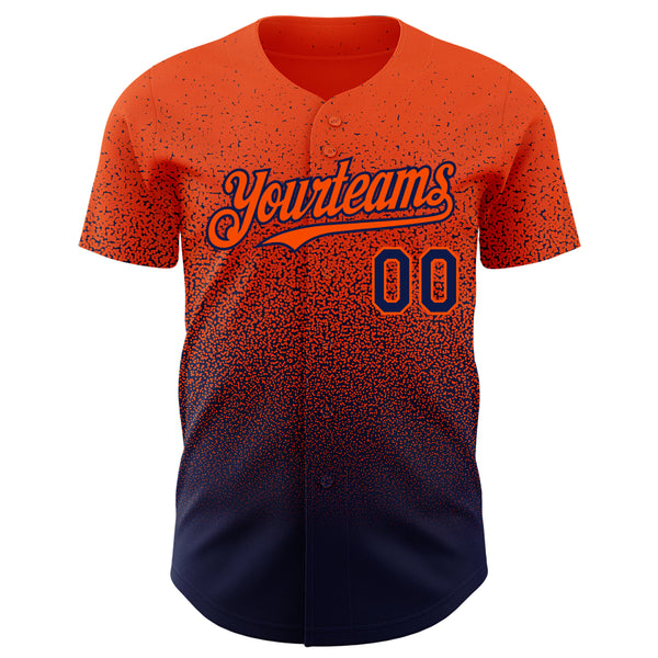 Custom Orange Navy Authentic Fade Fashion Baseball Jersey