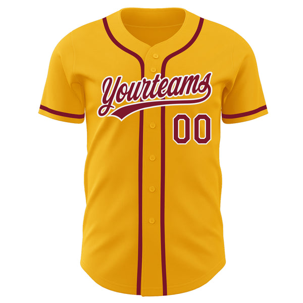 Custom Gold Crimson-White Authentic Baseball Jersey