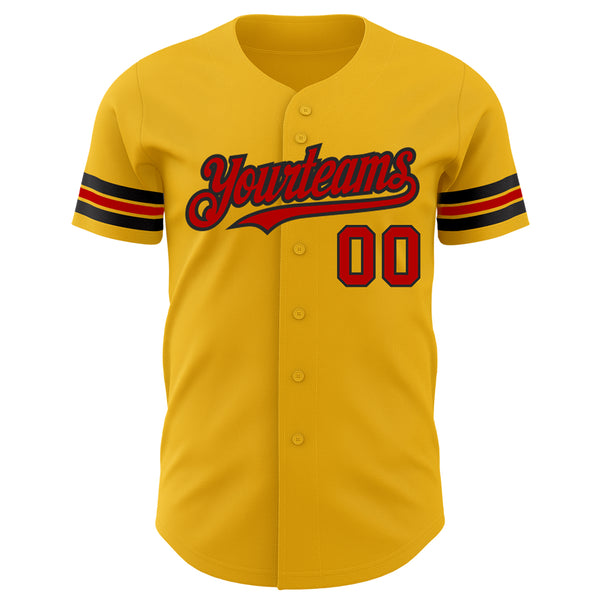 Custom Gold Red-Black Authentic Baseball Jersey