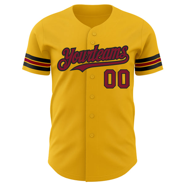 Custom Gold Crimson-Black Authentic Baseball Jersey