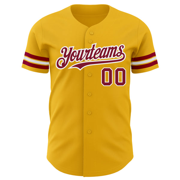 Custom Gold Crimson-White Authentic Baseball Jersey