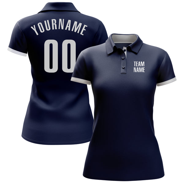 Custom Navy White Performance Golf Polo Shirt