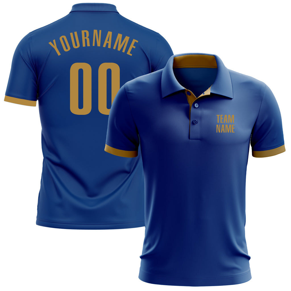 Custom Royal Old Gold Performance Golf Polo Shirt