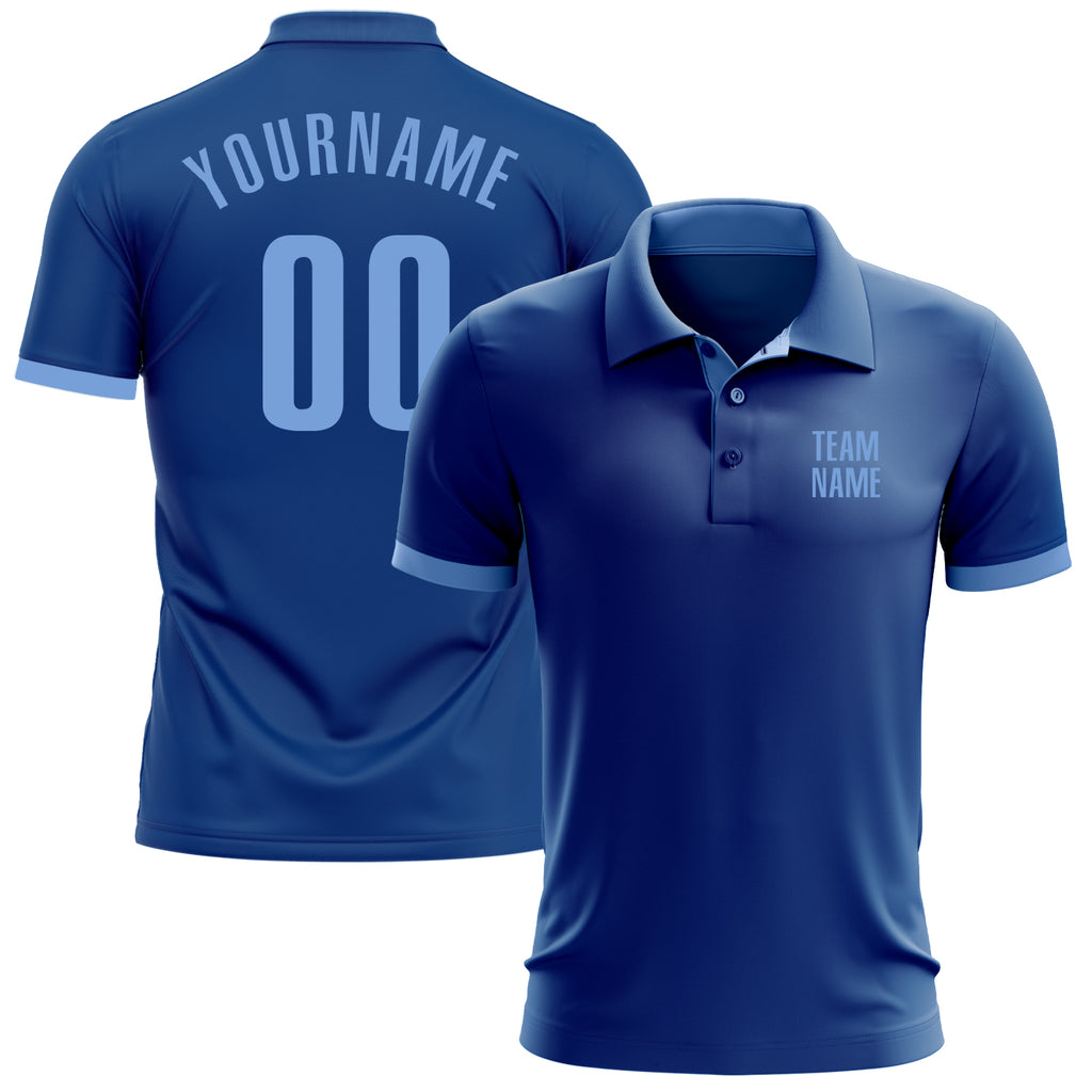 Custom Royal Light Blue Performance Golf Polo Shirt