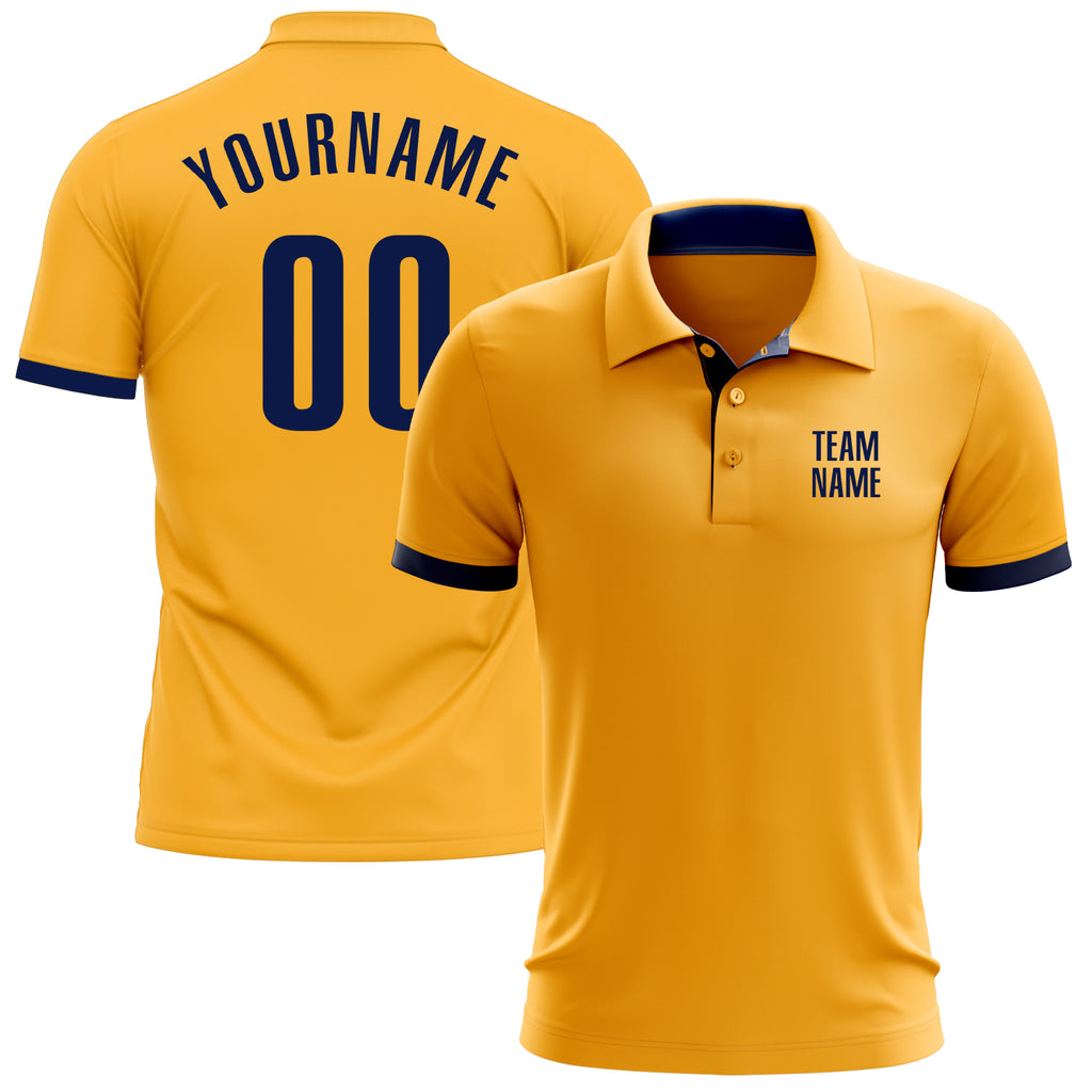 Custom Gold Navy Performance Golf Polo Shirt