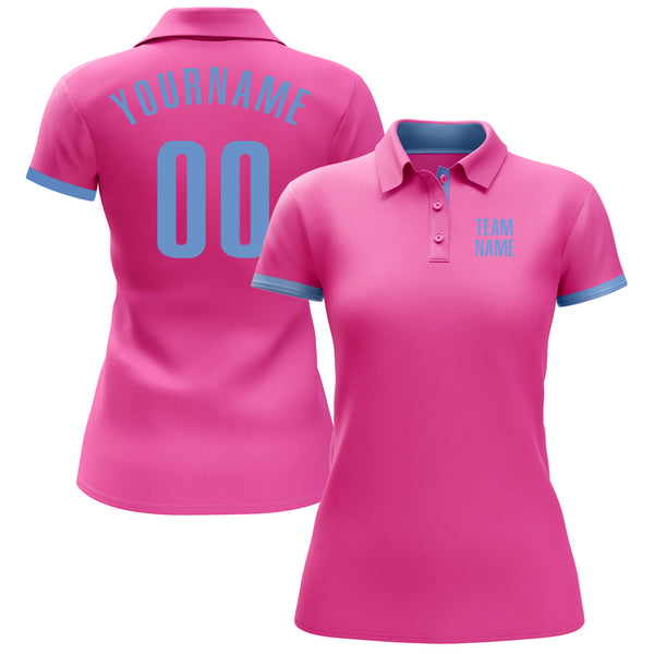 Custom Pink Light Blue Performance Golf Polo Shirt