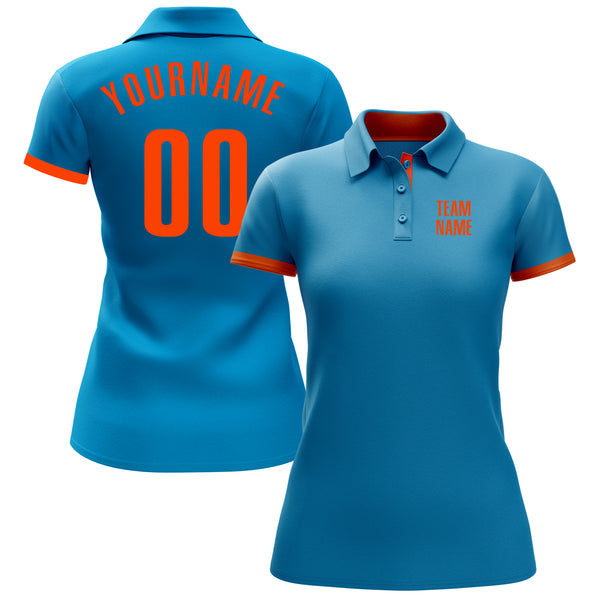 Custom Panther Blue Orange Performance Golf Polo Shirt