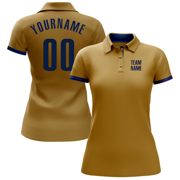 Custom Old Gold Navy Performance Golf Polo Shirt