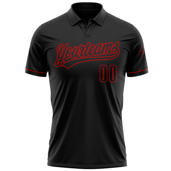 Custom Black Red Performance Vapor Golf Polo Shirt