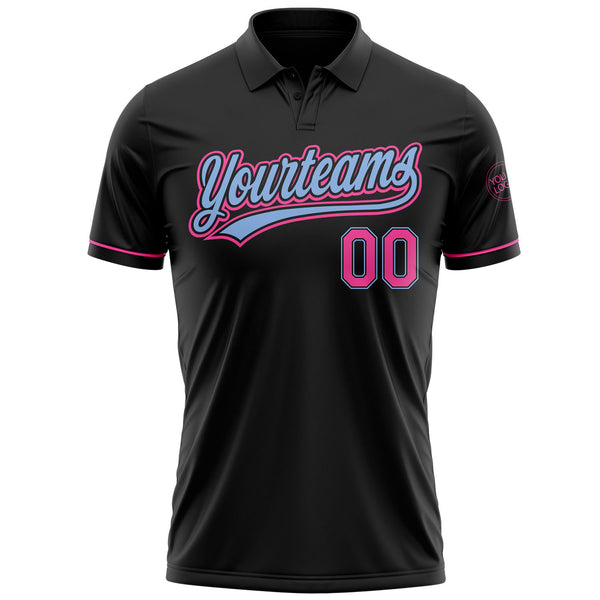 Custom Black Pink-Light Blue Performance Vapor Golf Polo Shirt