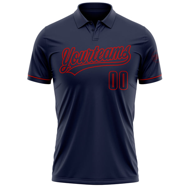 Custom Navy Navy-Red Performance Vapor Golf Polo Shirt