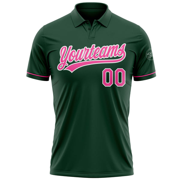 Custom Green Pink-White Performance Vapor Golf Polo Shirt