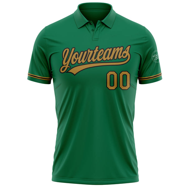 Custom Kelly Green Old Gold-Black Performance Vapor Golf Polo Shirt