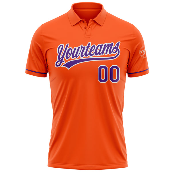 Custom Orange Purple-White Performance Vapor Golf Polo Shirt