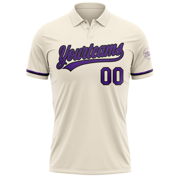 Custom Cream Purple-Black Performance Vapor Golf Polo Shirt