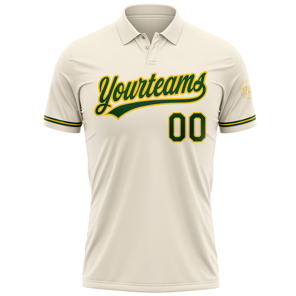 Custom Cream Green-Yellow Performance Vapor Golf Polo Shirt