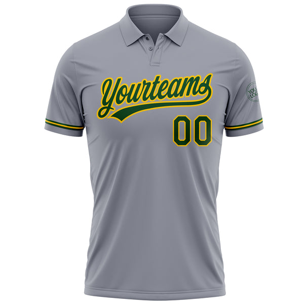 Custom Gray Green-Yellow Performance Vapor Golf Polo Shirt