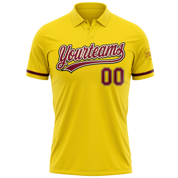 Custom Yellow Crimson Cream-Black Performance Vapor Golf Polo Shirt