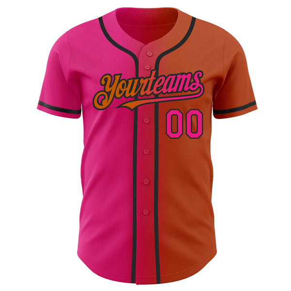 Custom Texas Orange Hot Pink-Black Authentic Gradient Fashion Baseball Jersey