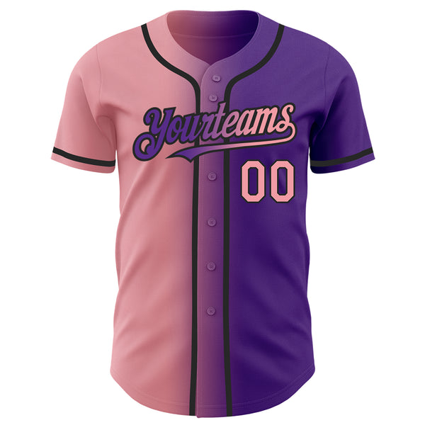 Custom Purple Medium Pink-Black Authentic Gradient Fashion Baseball Jersey