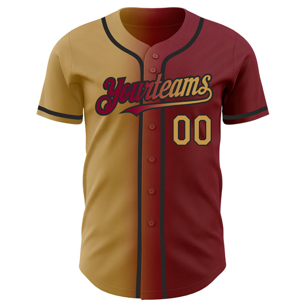 Custom Maroon Old Gold-Black Authentic Gradient Fashion Baseball Jersey