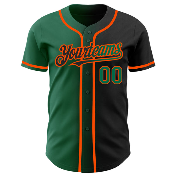Custom Black Kelly Green-Orange Authentic Gradient Fashion Baseball Jersey