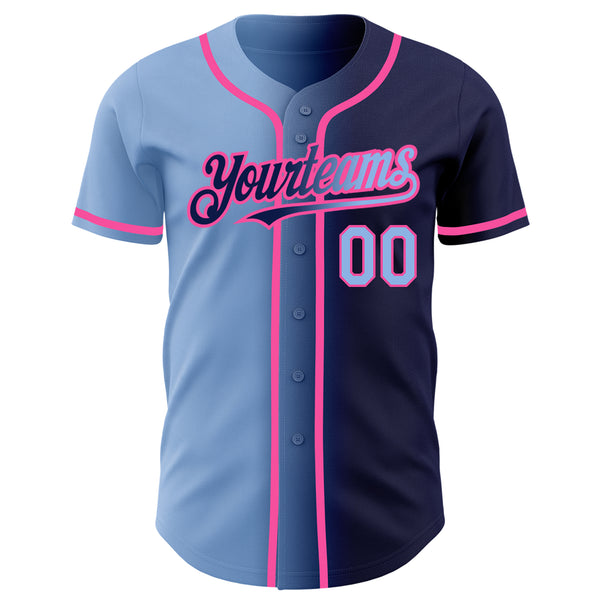 Custom Navy Light Blue-Pink Authentic Gradient Fashion Baseball Jersey